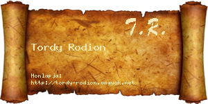Tordy Rodion névjegykártya